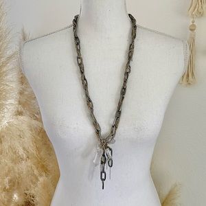 Gemma Redux handmade chain necklace with lucite crystals gold tone silver